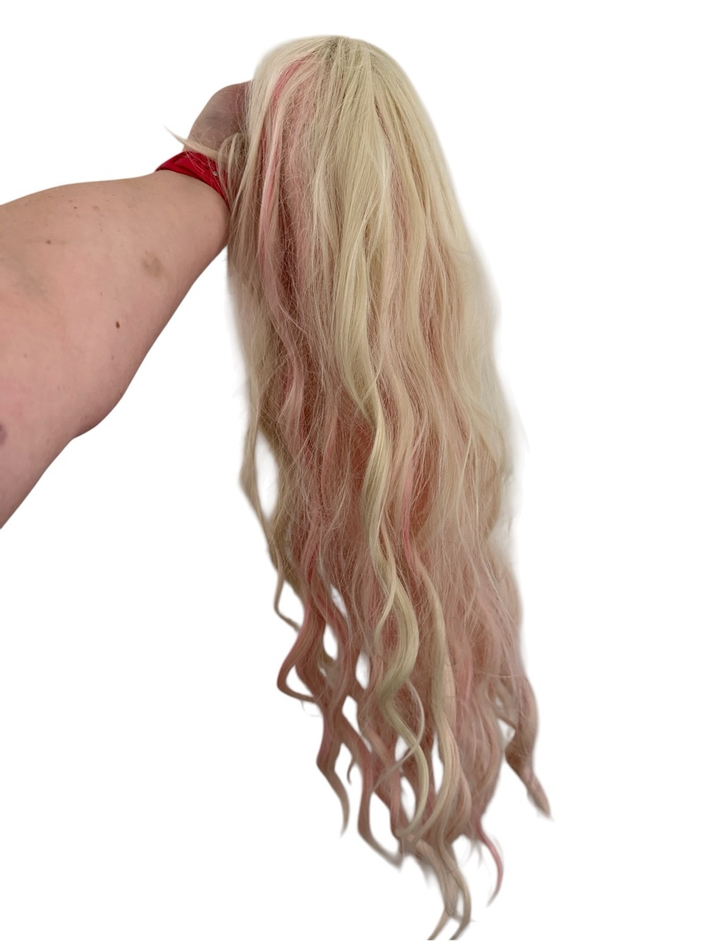 Blonde with Pink Ombre Wavy Clip-In Hair Extension